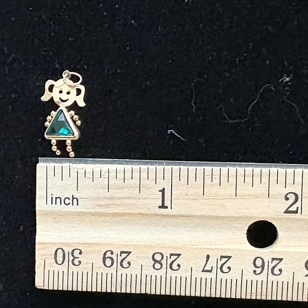 10K Gold December Birthstone Baby Girl Pendant (1980s-90s Vintage Style) - Picture 2 of 5